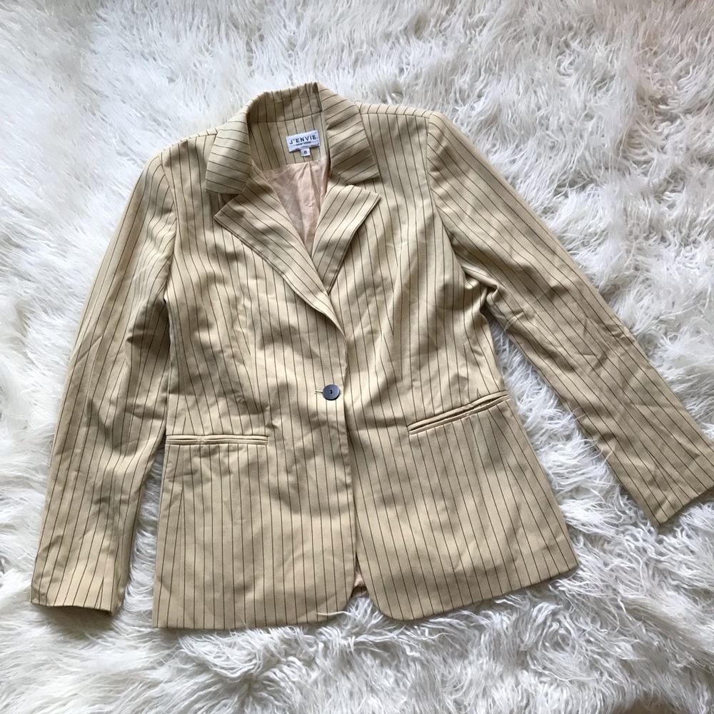 J. ENVIE TAN AND‎ BLACK STRIPED BLAZER